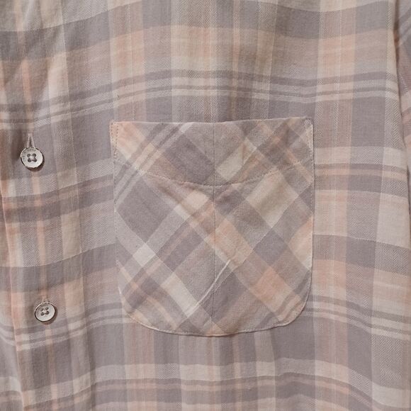 Rag & Bone Fit 3 Regular Fit Beach Shirt Check Pink Plaid Long Sleeve Size XL - Picture 4 of 11